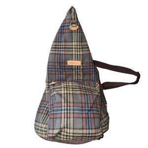 Pendleton Plaid Wool Sling Backpack Duffel Brown Travel Gym Heritage USA Fabric